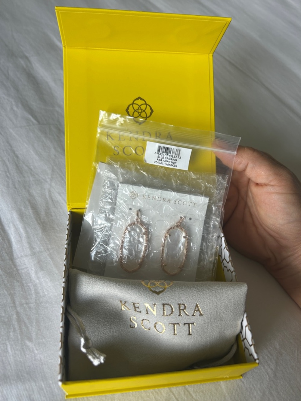 Kendra Scott Rose Gold Mother-of-Pearl Dangle Elle Earrings - Picture 6 of 9